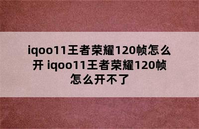 iqoo11王者荣耀120帧怎么开 iqoo11王者荣耀120帧怎么开不了